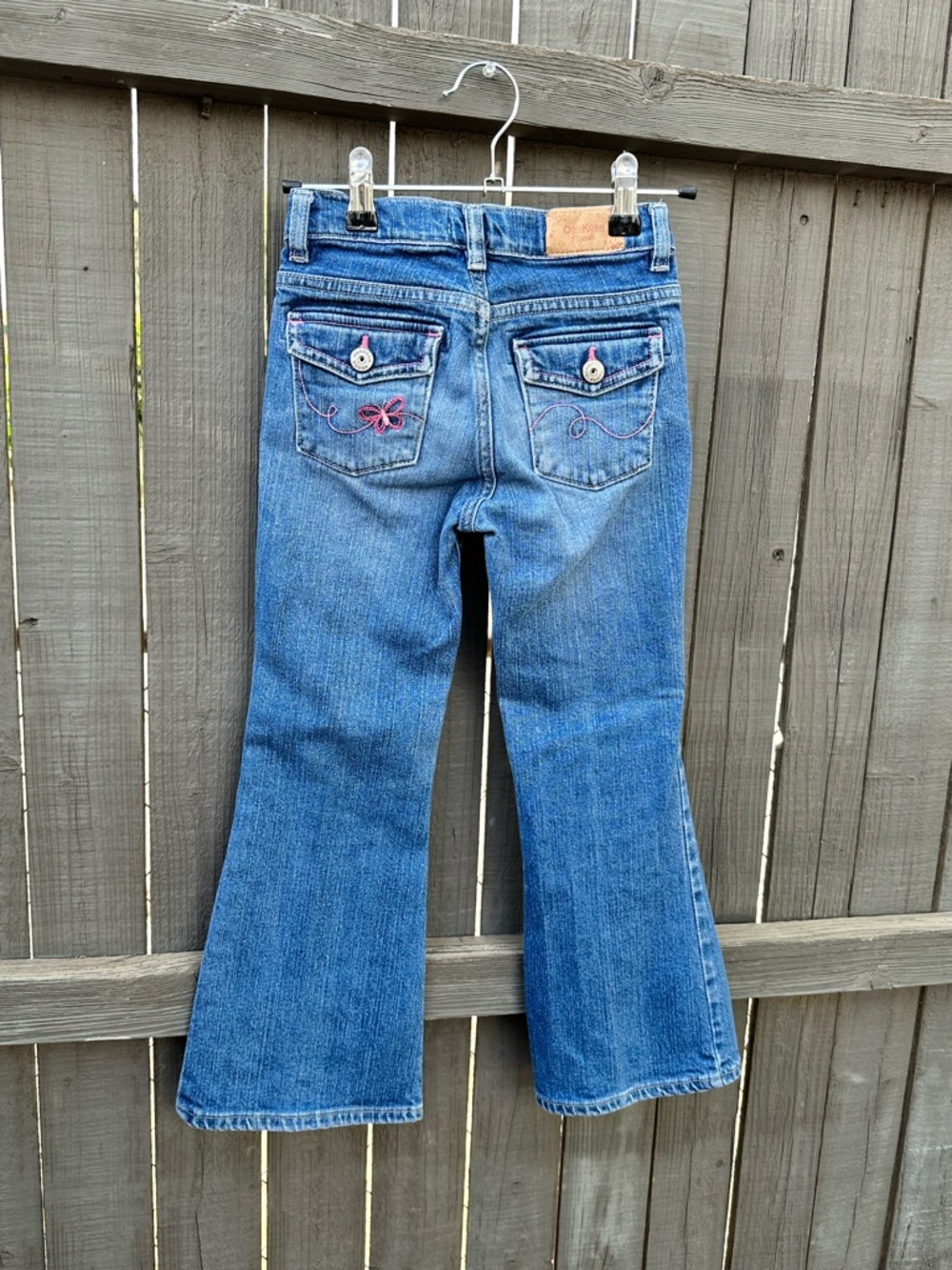 OshKosh B'gosh Blue Flare Jeans with Pink Back Pocket Embroidery